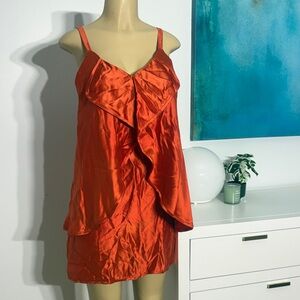 100% silk Cynthia Rowley Bright Orange Ruffle dress